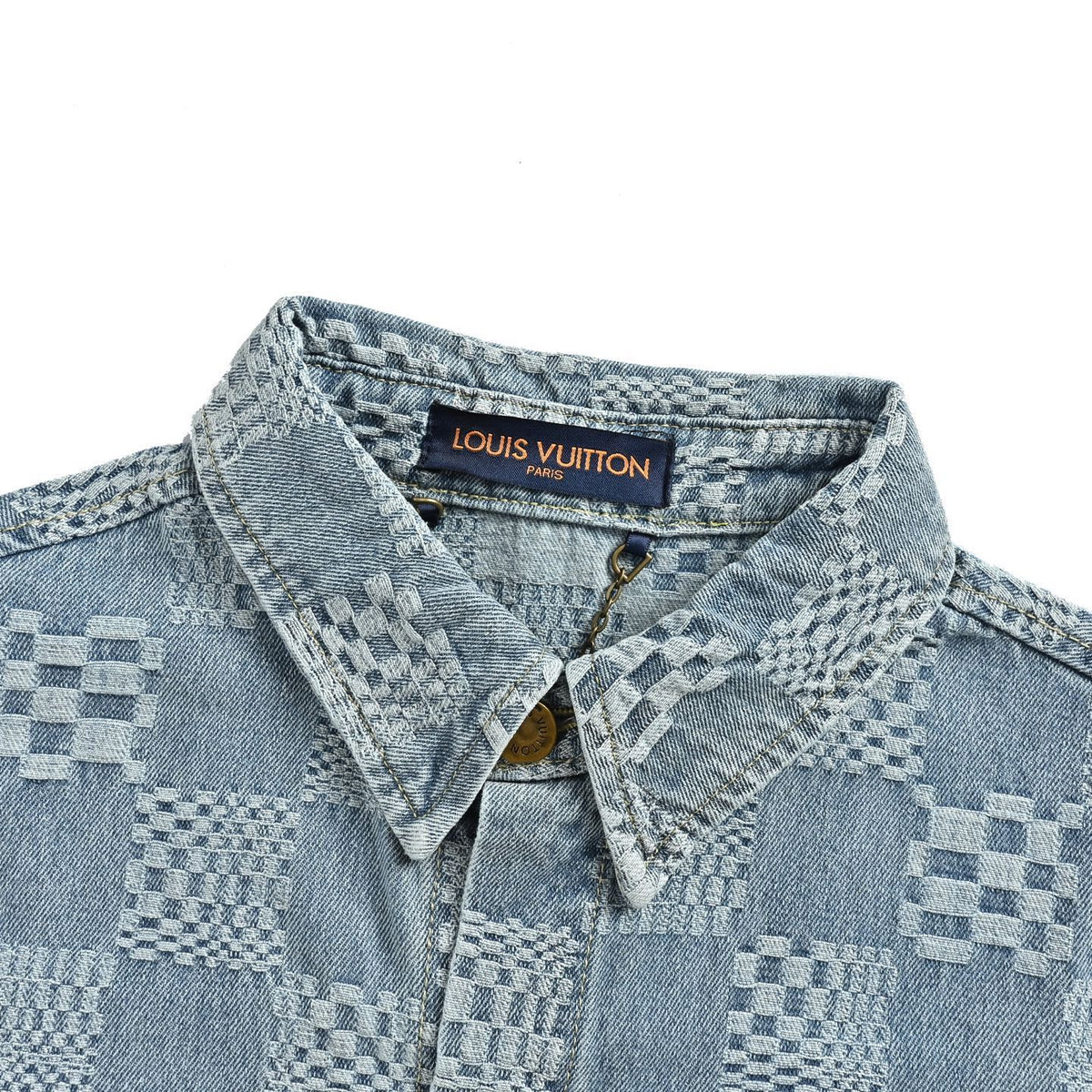 Louis Vuitton checkerboard suit denim short-sleeved shirt