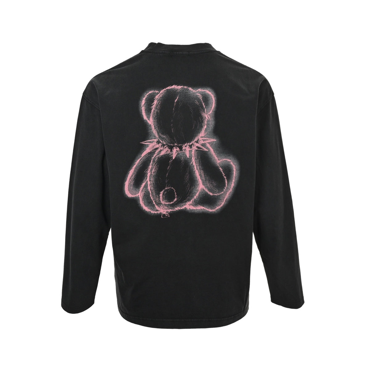 We11 Done fluorescent line bear washed long-sleeved T-shirt