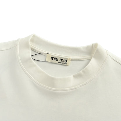 Miu Miu foam patch embroidered long-sleeved T-shirt with large logo on the back