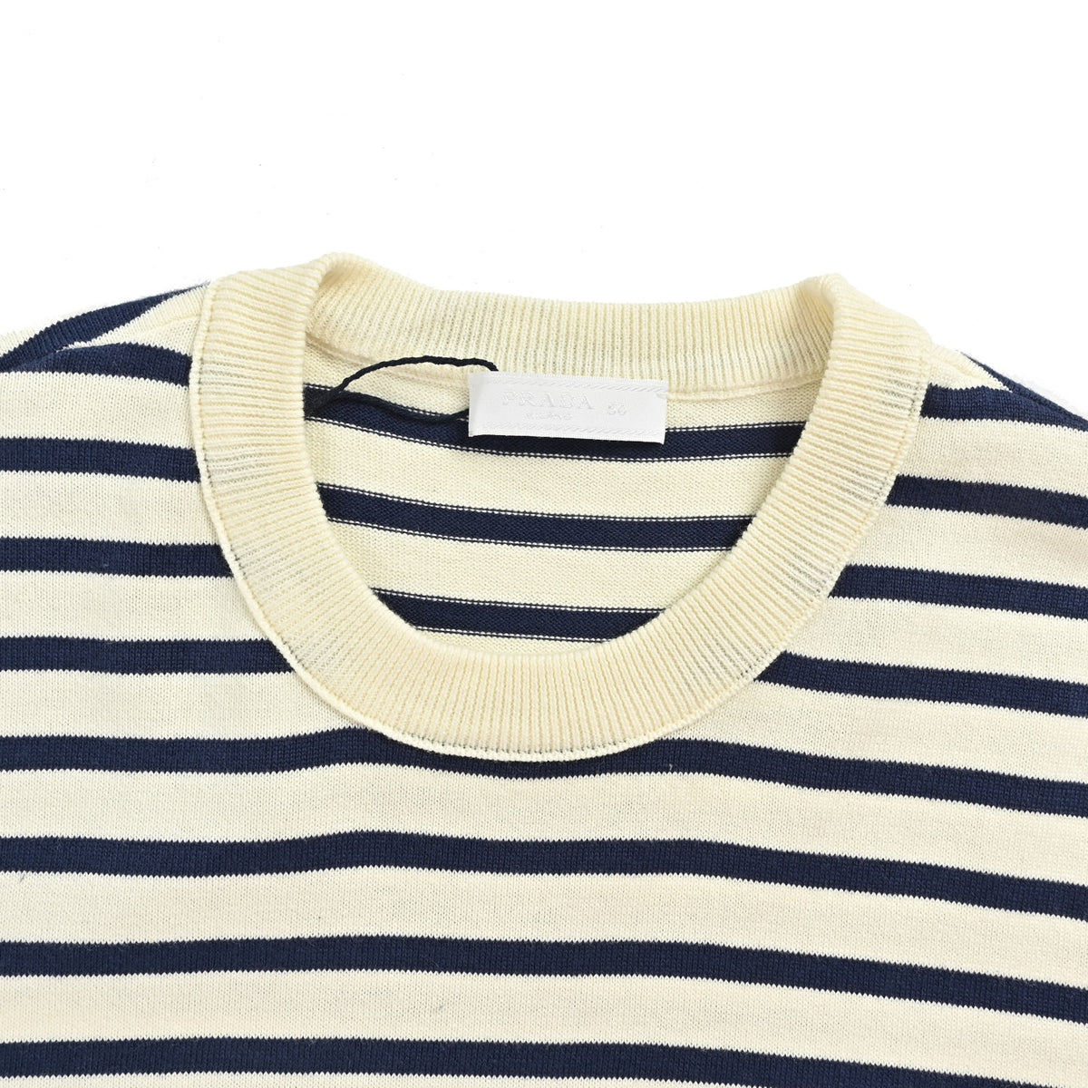 Prada black and white striped embroidered knitted short sleeves