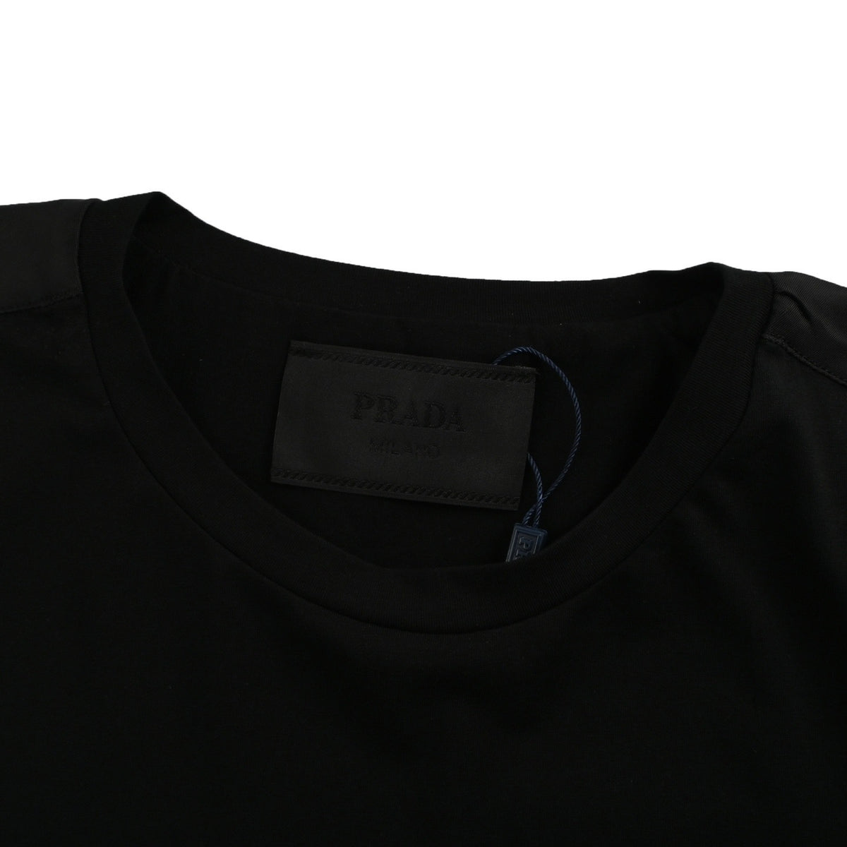 Prada sleeves triangle logo pocket nylon splicing short sleeves