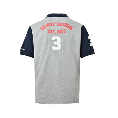 PROTOCOL color block war horse embroidered logo lapel short sleeves