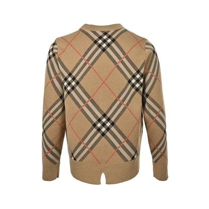 Burberry 24Fw diagonal plaid round neck knitted sweater