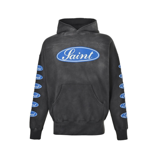SAINT MICHAEL blue label barrage print hooded sweatshirt