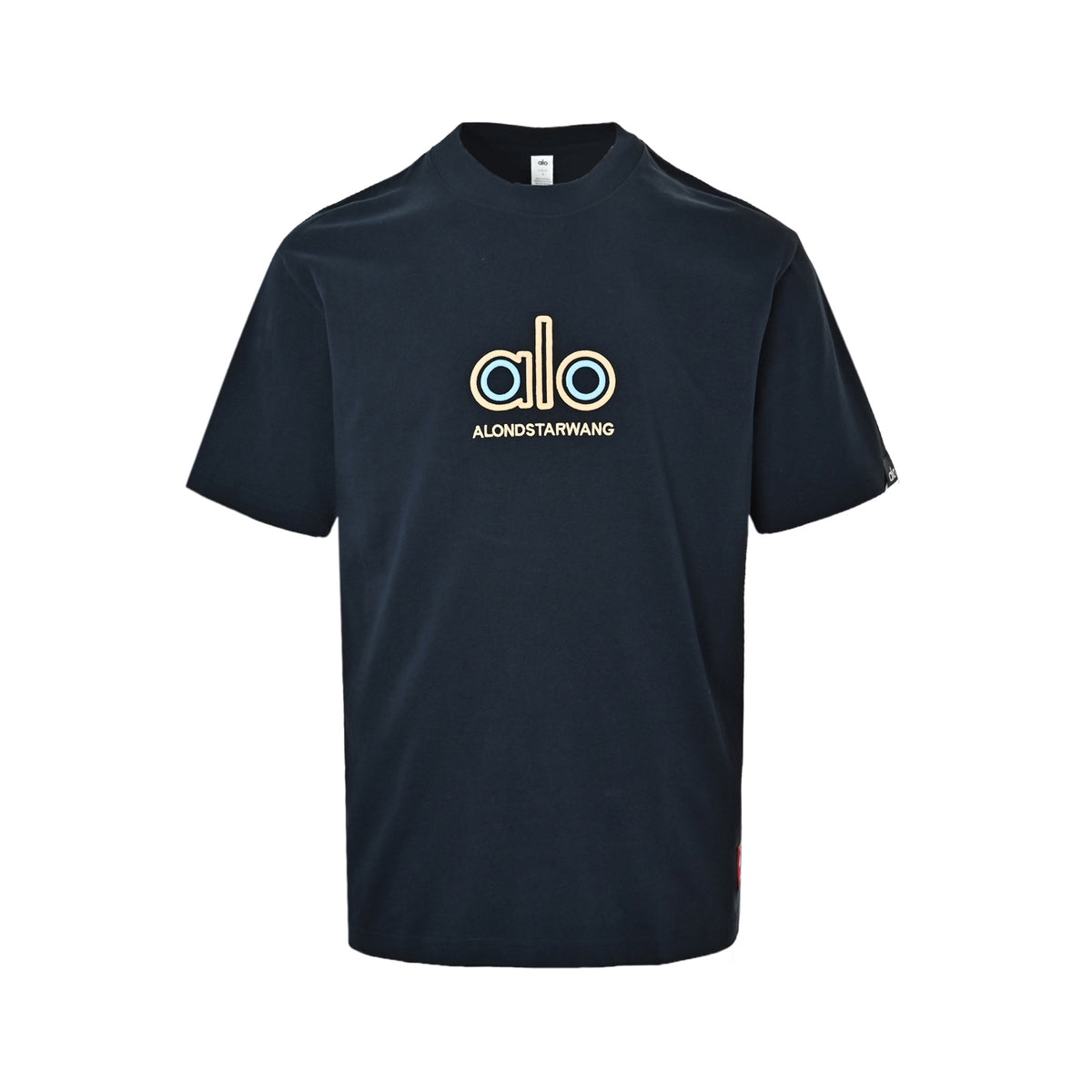 ALO contrasting ring embroidered front and back double-sided logo embroidered short sleeves