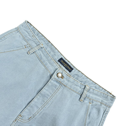 Louis Vuitton logo embroidered rivet five-point denim shorts