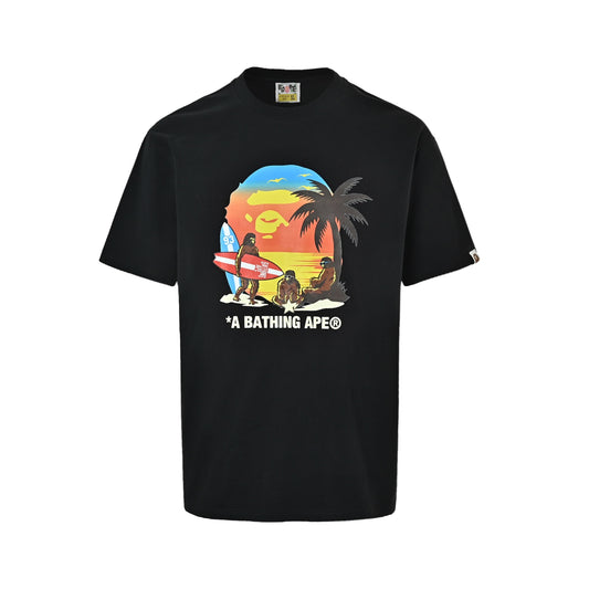 Bape 26ss sunset ape coconut tree print short sleeves