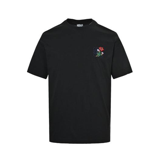 Loewe 26ss floral logo embroidered short sleeves