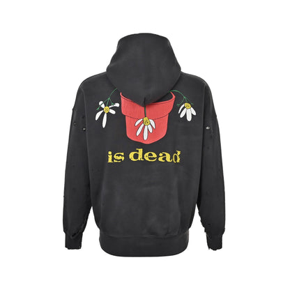 SAINT MICHAEL potted flower distressed hooded sweatshirt