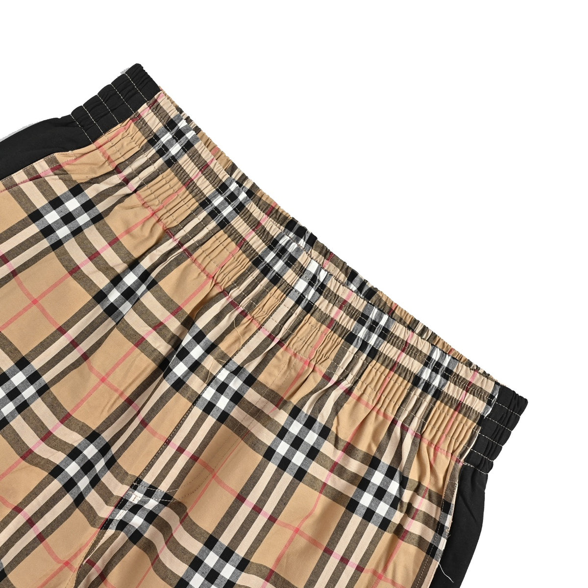 Burberry side striped plaid stretch cotton trousers