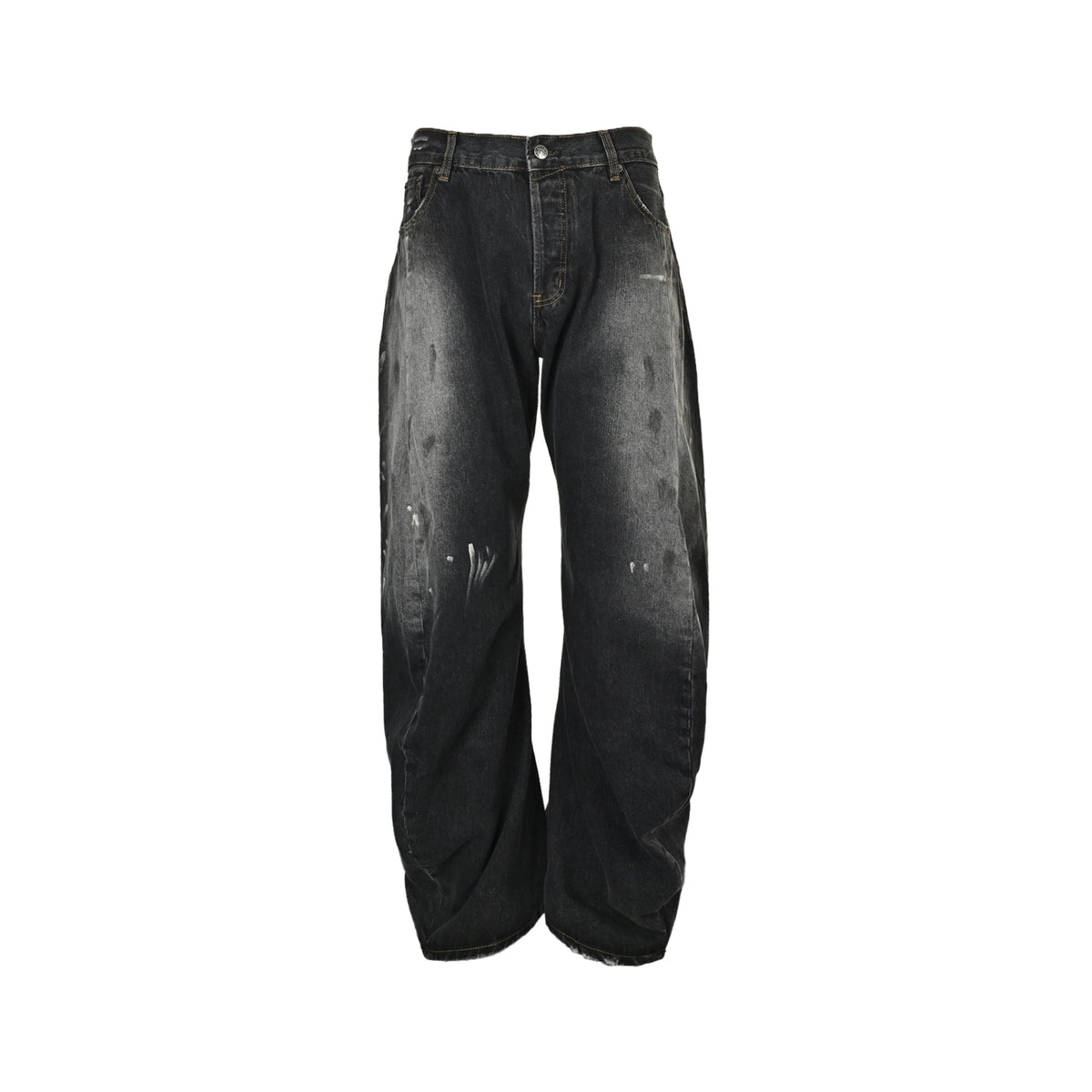 Acne Studios distressed scimitar jeans with splashes of ink