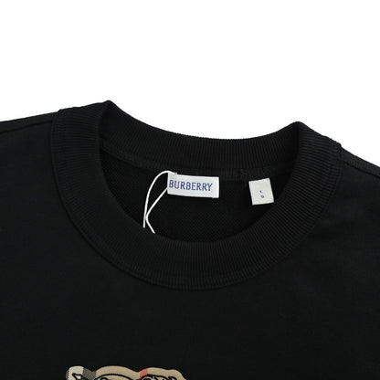 Burberry 25Fw plaid patch war horse embroidered round neck sweatshirt