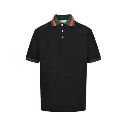 Gucci classic red and green webbing double G dark pattern embroidery Polo short sleeves
