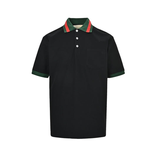 Gucci classic red and green webbing double G dark pattern embroidery Polo short sleeves