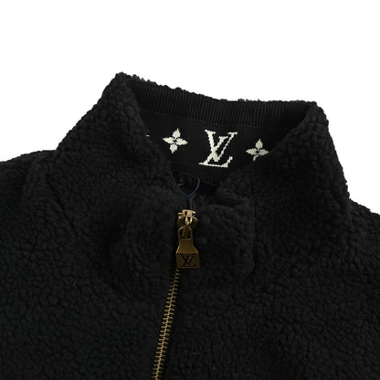 Louis Vuitton 24Fw leather sherpa stand collar jacket (black)