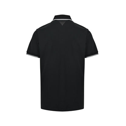 Moncler/Mask 26ss Logo Stripe Contrast Color Polo Short Sleeves on Chest