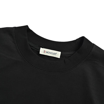 Moncler/muzzled round neck short sleeves with woven logo embroidery on the back