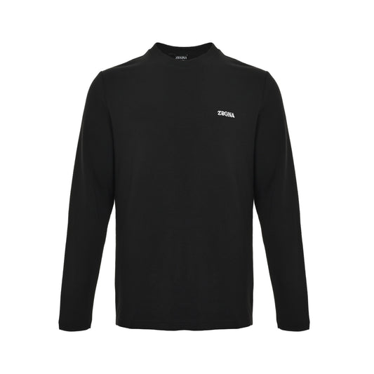 Zegna/Jegna 25Fw simple logo letter embroidered long-sleeved T-shirt