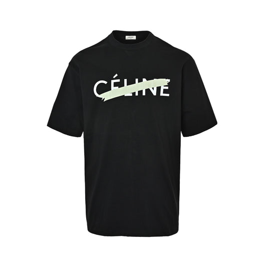 Celine spoof tape to cover up letter printed short sleeves