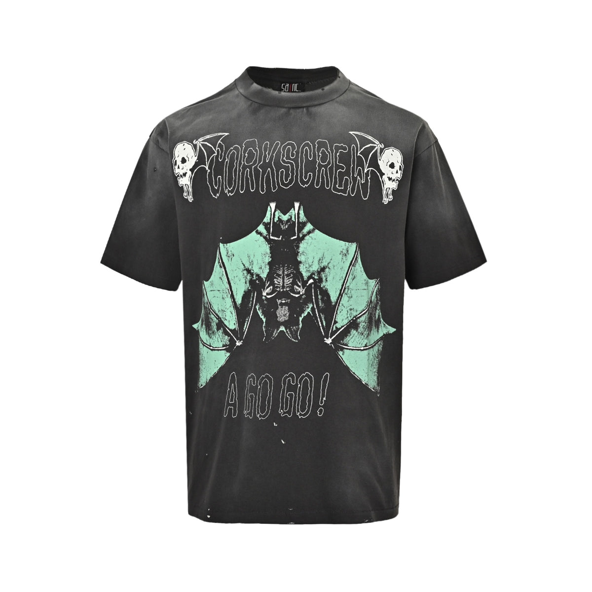 SAINT MICHAEL upside down bat print short sleeves