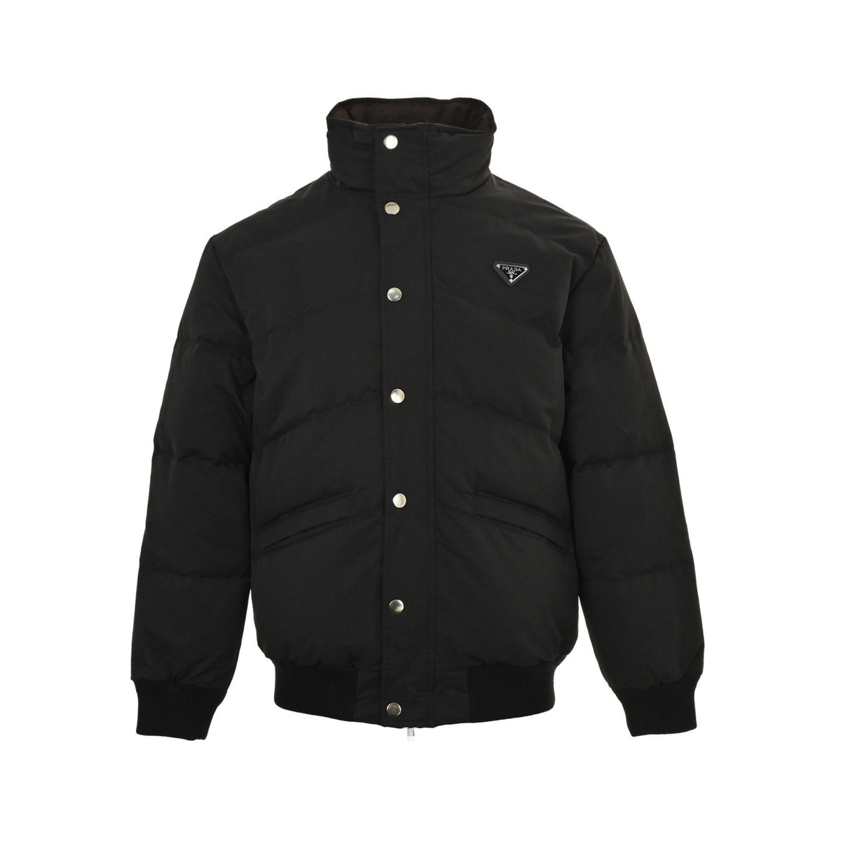 Prada 25Fw triangle mark stand collar quilted down jacket
