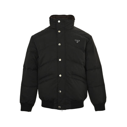 Prada 25Fw triangle mark stand collar quilted down jacket