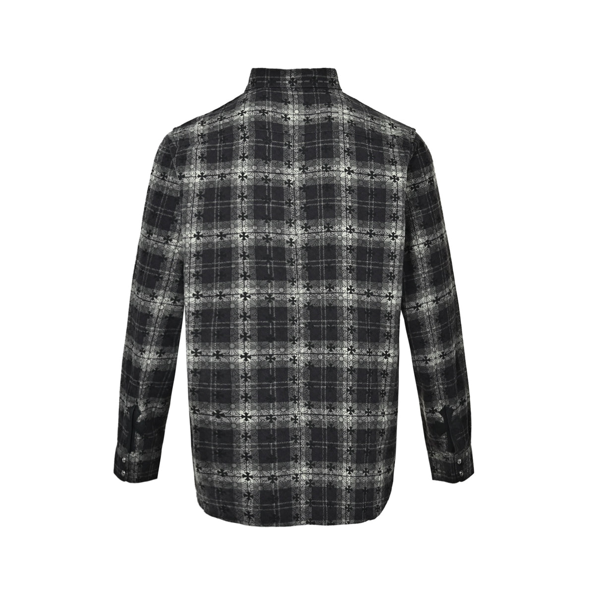 Chrome Hearts all-over plaid cross long-sleeved shirt