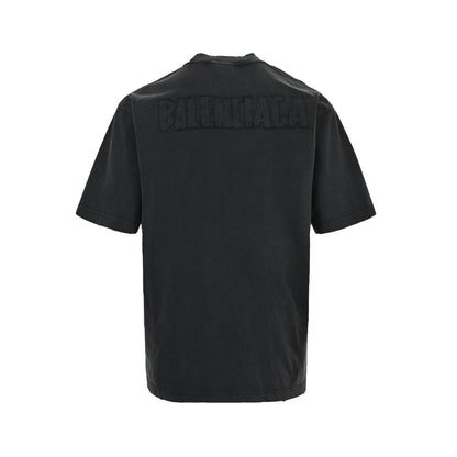 Balenciaga/Balanciaga 26ss back patch embroidered letters washed short sleeves