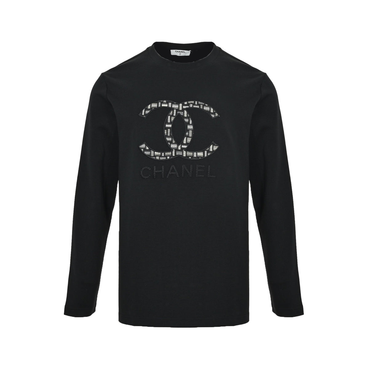 Chanel 25Fw brocade double C patch embroidered long-sleeved T-shirt