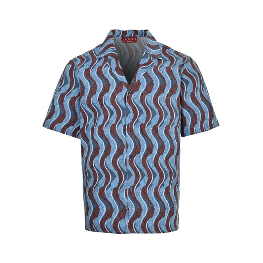 Gucci 25ss all-over dark pattern snake-shaped short-sleeved shirt