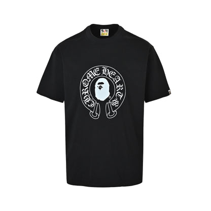BAPE/Ape Man Crow Heart Joint Classic Letter Print Short Sleeve