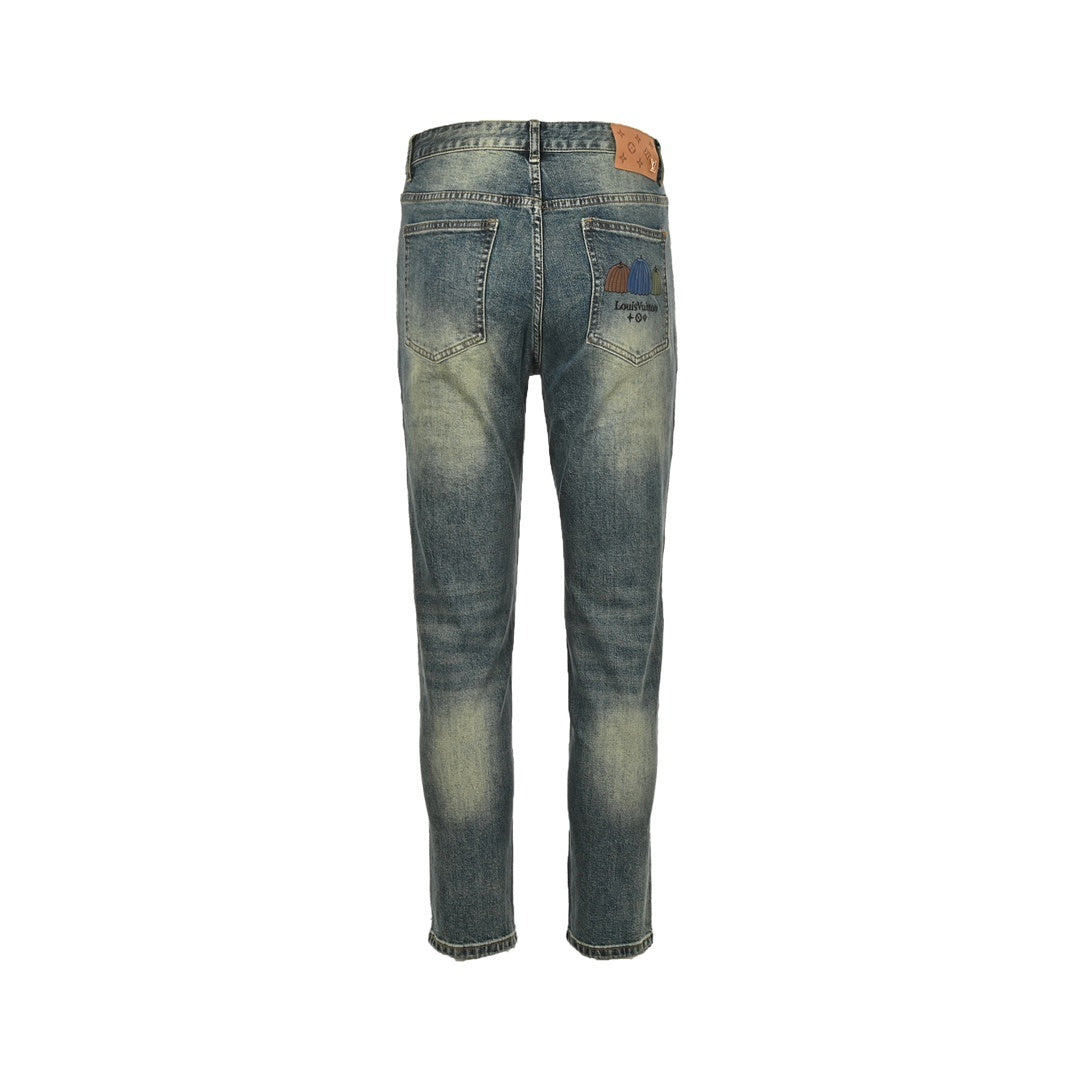 Louis Vuitton 24Fw pumpkin embroidered jeans