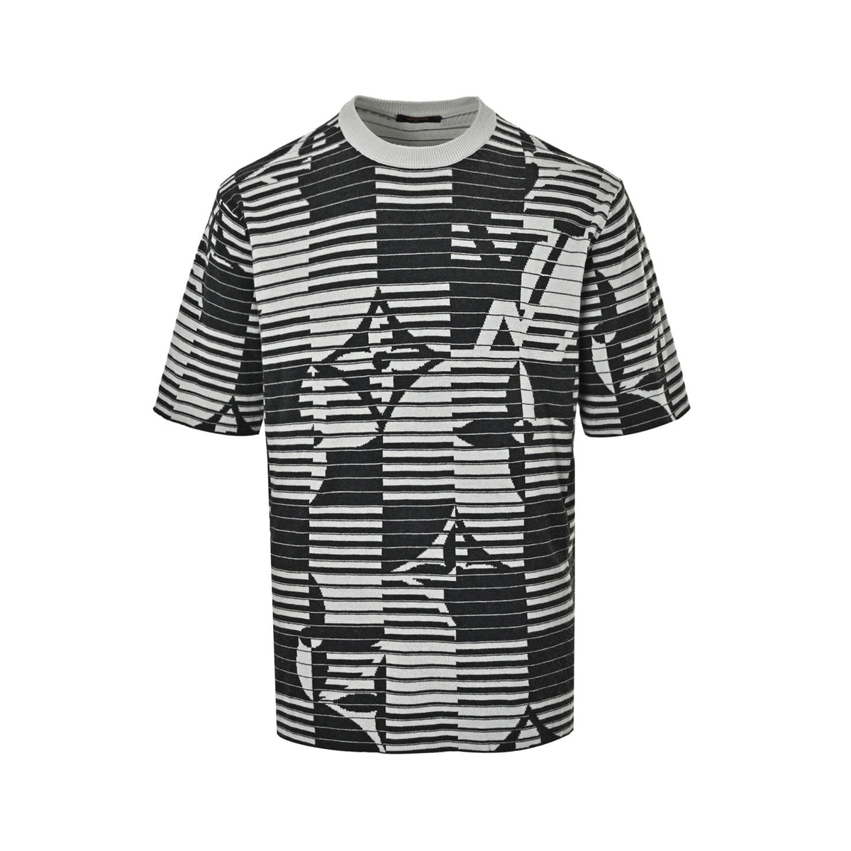 Louis Vuitton 26ss striped old flower jacquard knitted short sleeves