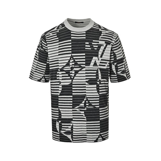 Louis Vuitton 26ss striped old flower jacquard knitted short sleeves