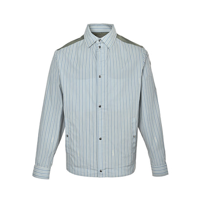 Moncler/Maskled striped patchwork cotton zipper shirt