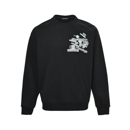 Balenciaga/Balanciaga 25Fw multi-label printed crew neck sweatshirt