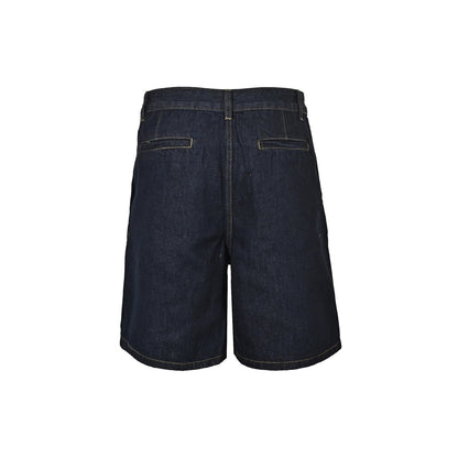 Louis Vuitton leather logo denim shorts