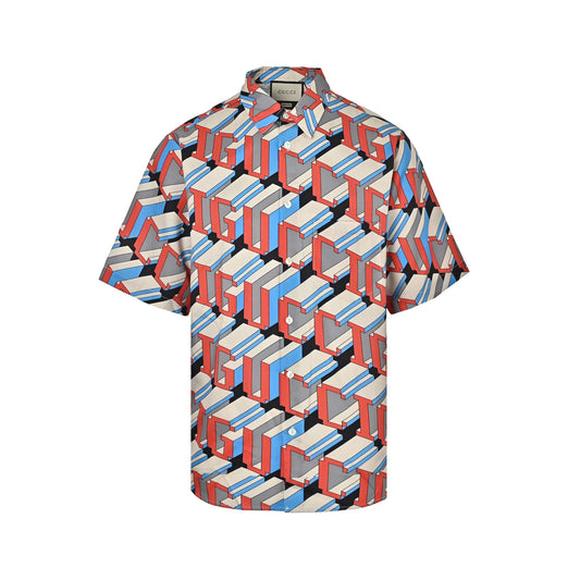 Gucci 24ss pixel three-dimensional G letter short-sleeved shirt
