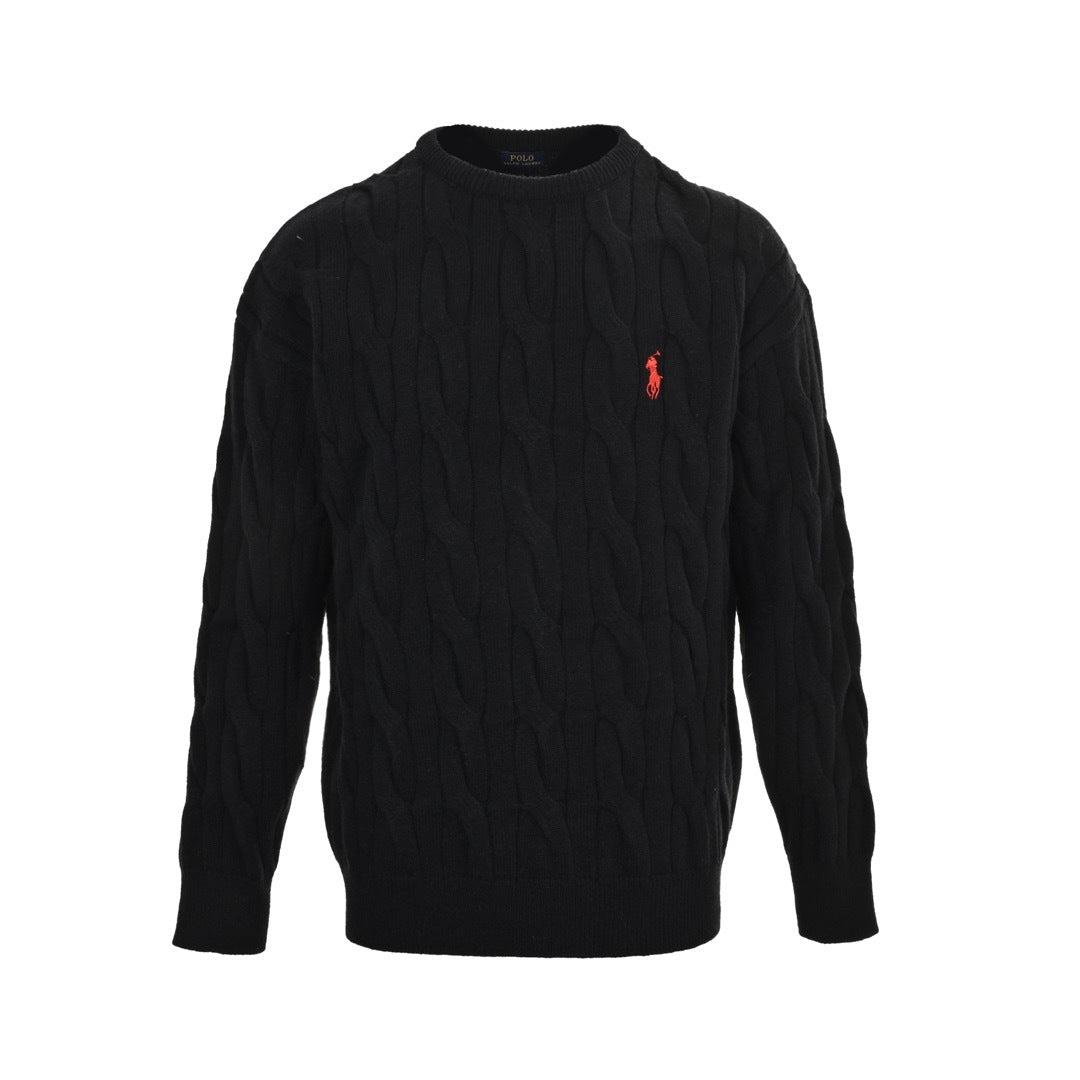 Ralph Lauren classic cable embroidery small label crew neck sweater