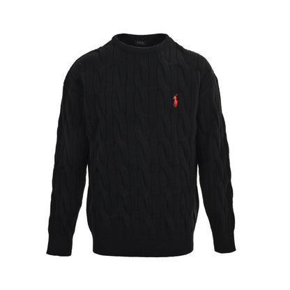 Ralph Lauren classic cable embroidery small label crew neck sweater