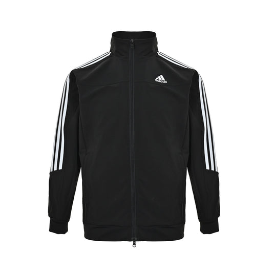 adidas Logo Striped Long Sleeve Retro Sports Stand Collar Jacket