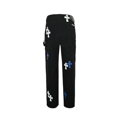 Chrome Hearts/Chrome Heart cross patch embroidered washed jeans