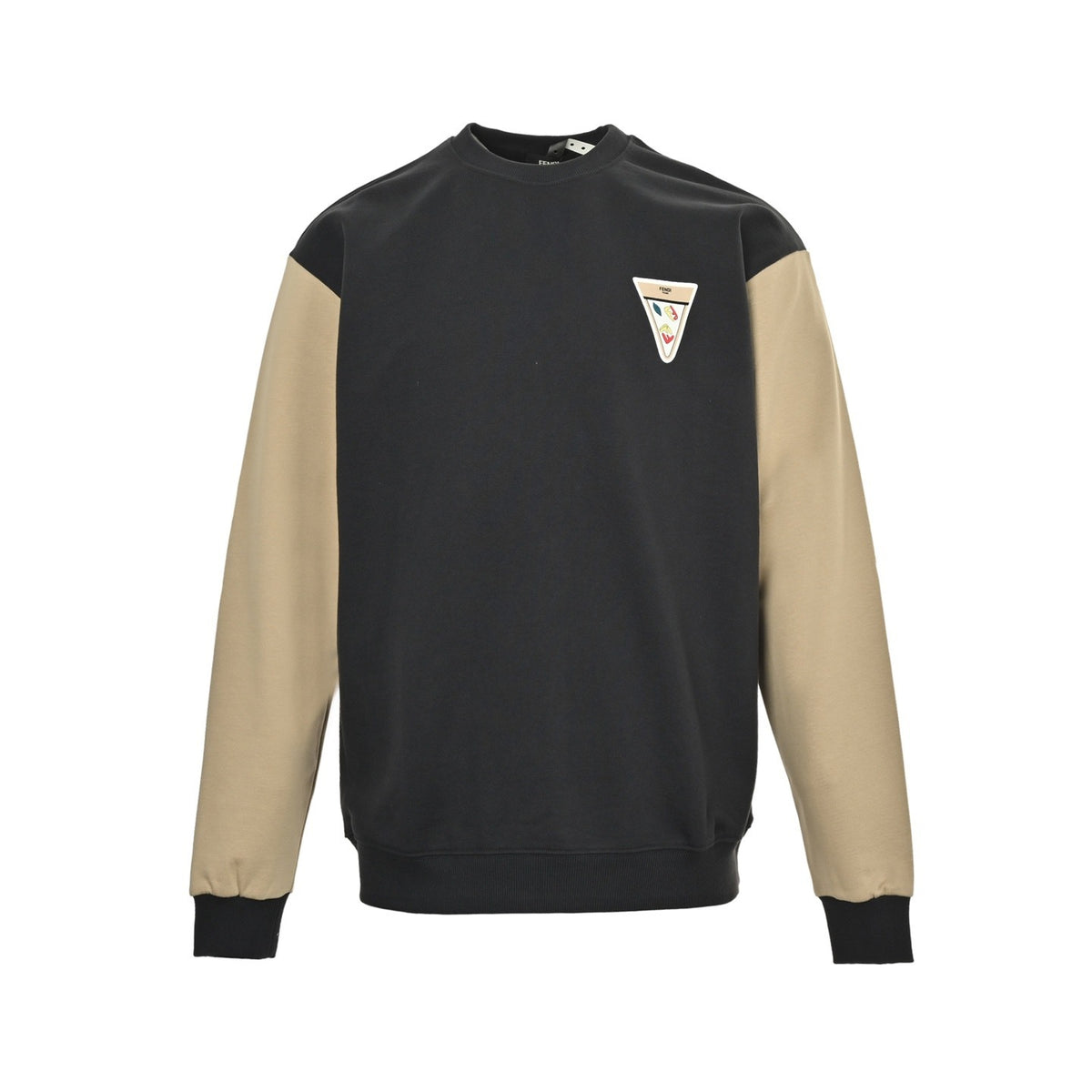 Fendi inverted triangle fun printed patchwork crew neck sweatshirt