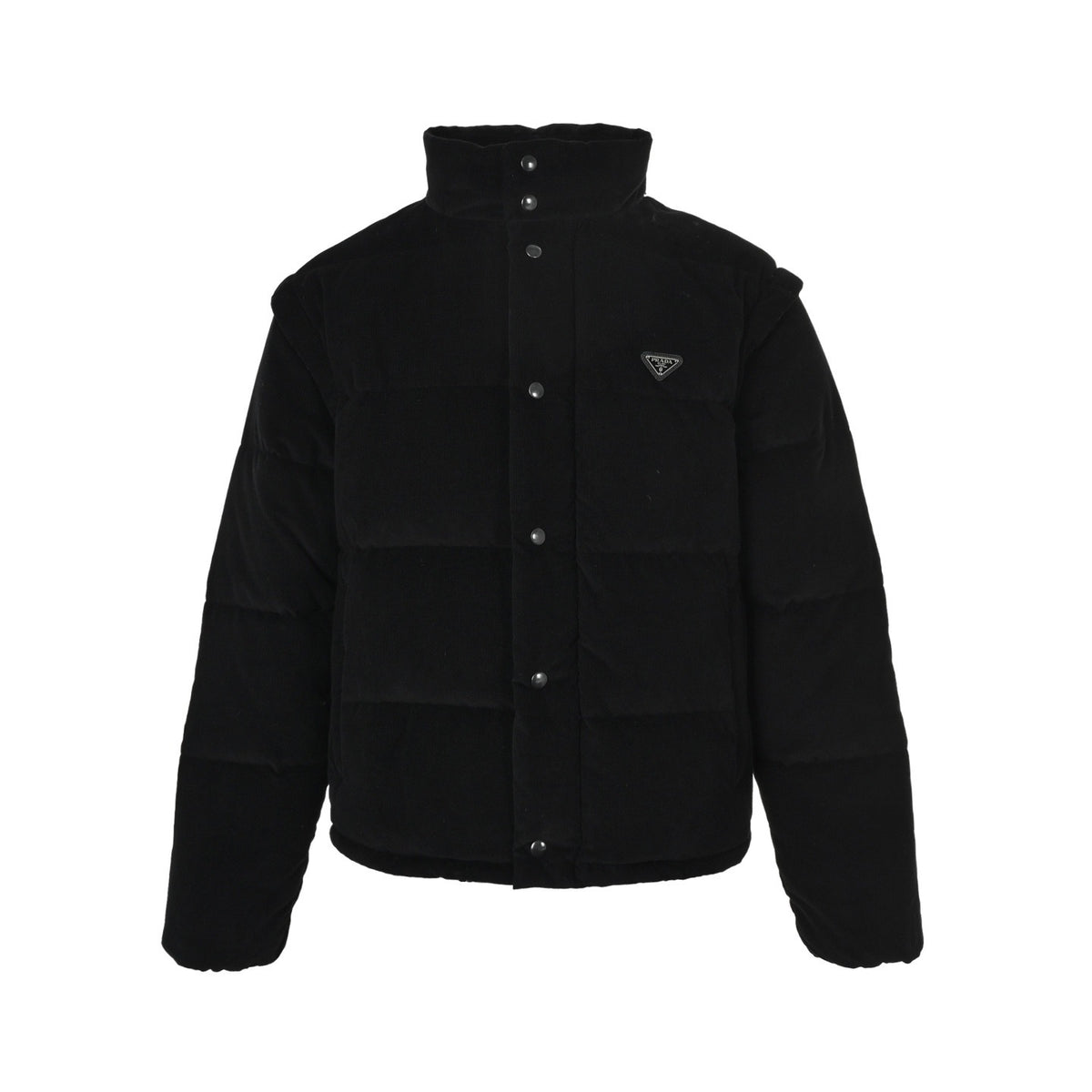Prada 25Fw triangle logo detachable corduroy stand collar down jacket
