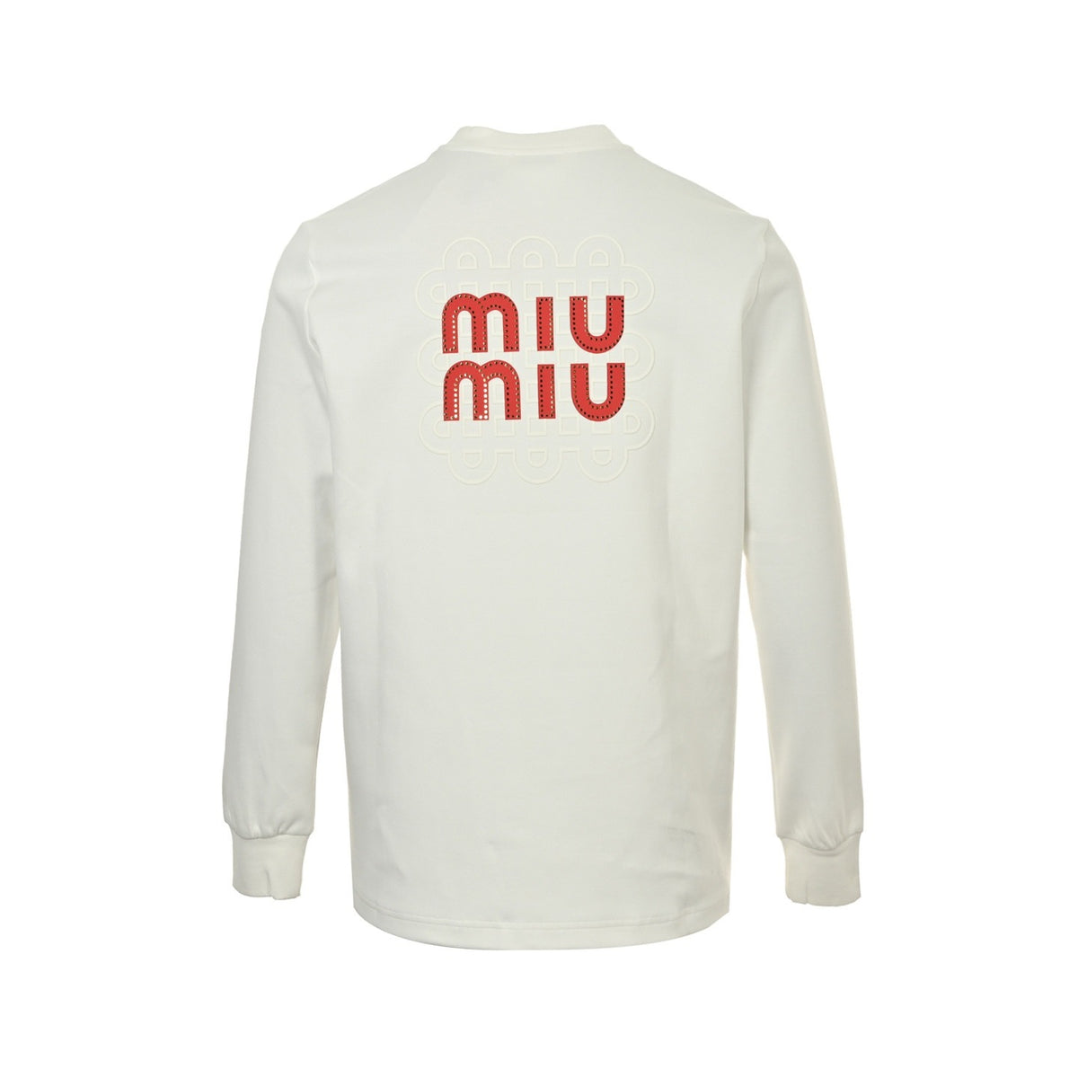 Miu Miu foam patch embroidered long-sleeved T-shirt with large logo on the back