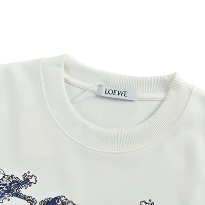 Loewe/Luo Yiwei 25Fw wave logo printed round neck sweatshirt