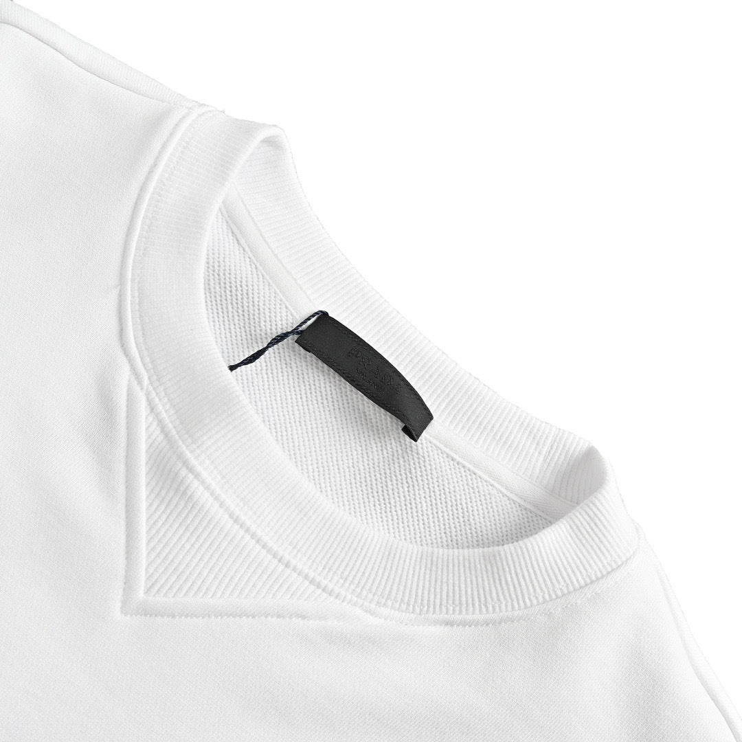 Prada 23Fw embroidered logo round neck sweatshirt