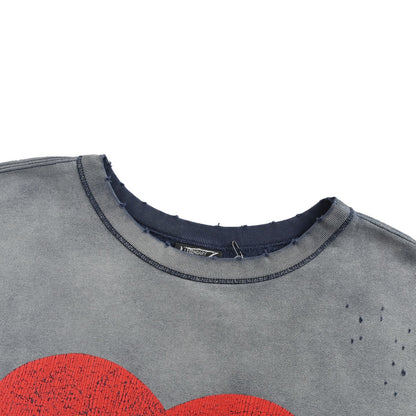 SAINT MICHAEL distressed love print crew neck sweatshirt