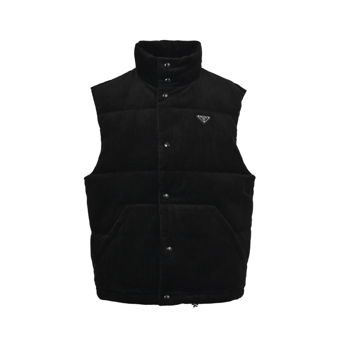 Prada triangle corduroy down vest (navy blue)
