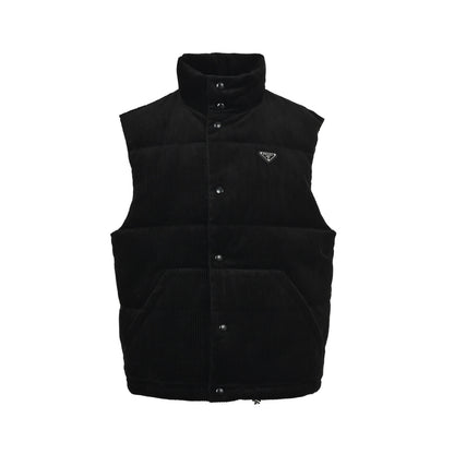 Prada triangle corduroy down vest (navy blue)